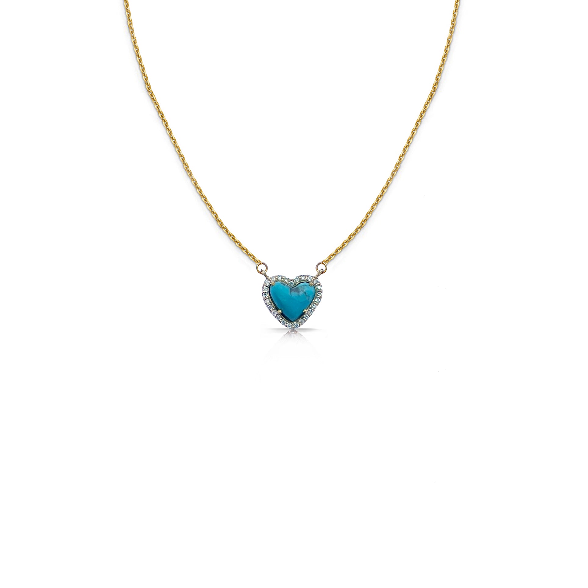 14k Kingman Turquoise 8mm Heart Necklace NEW