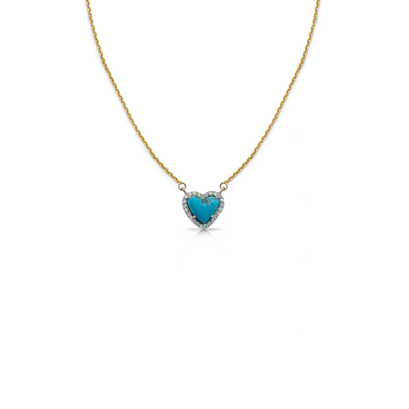 14k Kingman Turquoise 8mm Heart Necklace NEW