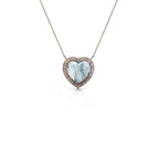 14k White Buffalo Baguette Heart Necklace