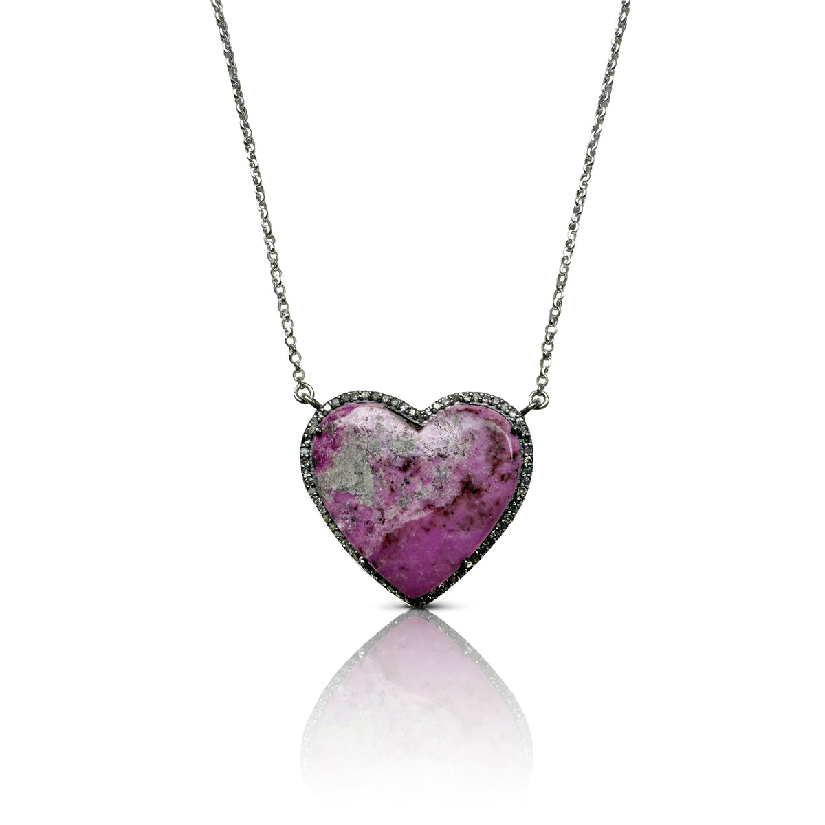 Pink Cobalt Heart Charm Necklace
