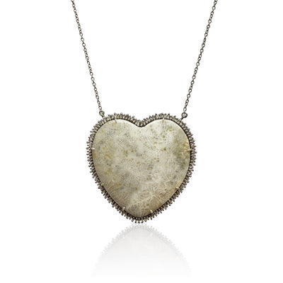 Large Agate Heart Pendant Necklace