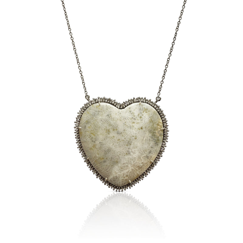 Large Agate Heart Pendant Necklace