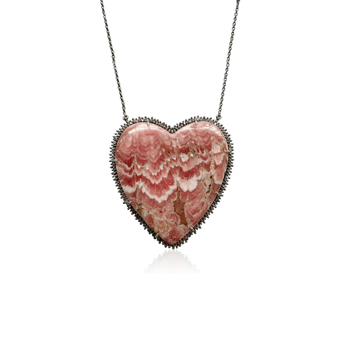 Large Pink Heart Pendant Necklace