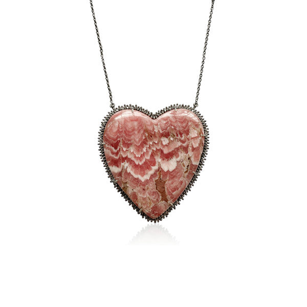 Large Pink Heart Pendant Necklace
