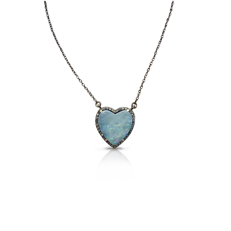 Boulder Opal Heart Charm Necklace