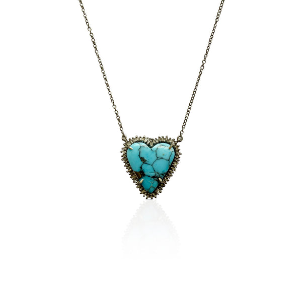 Turquoise Heart Pendant Necklace 2
