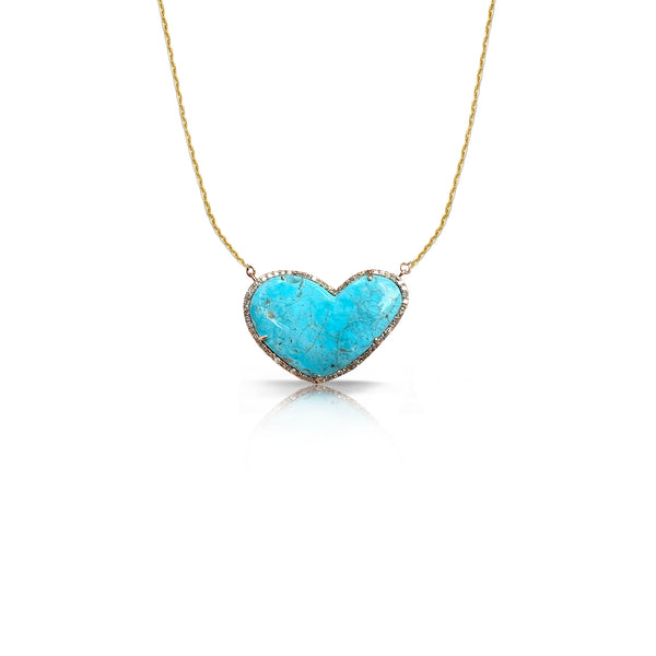 14k Turquoise Irregular Heart Necklace