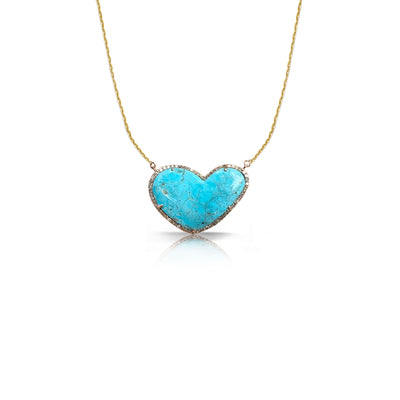 14k Turquoise Irregular Heart Necklace