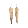 Large Peach Enamel Feather Earrings