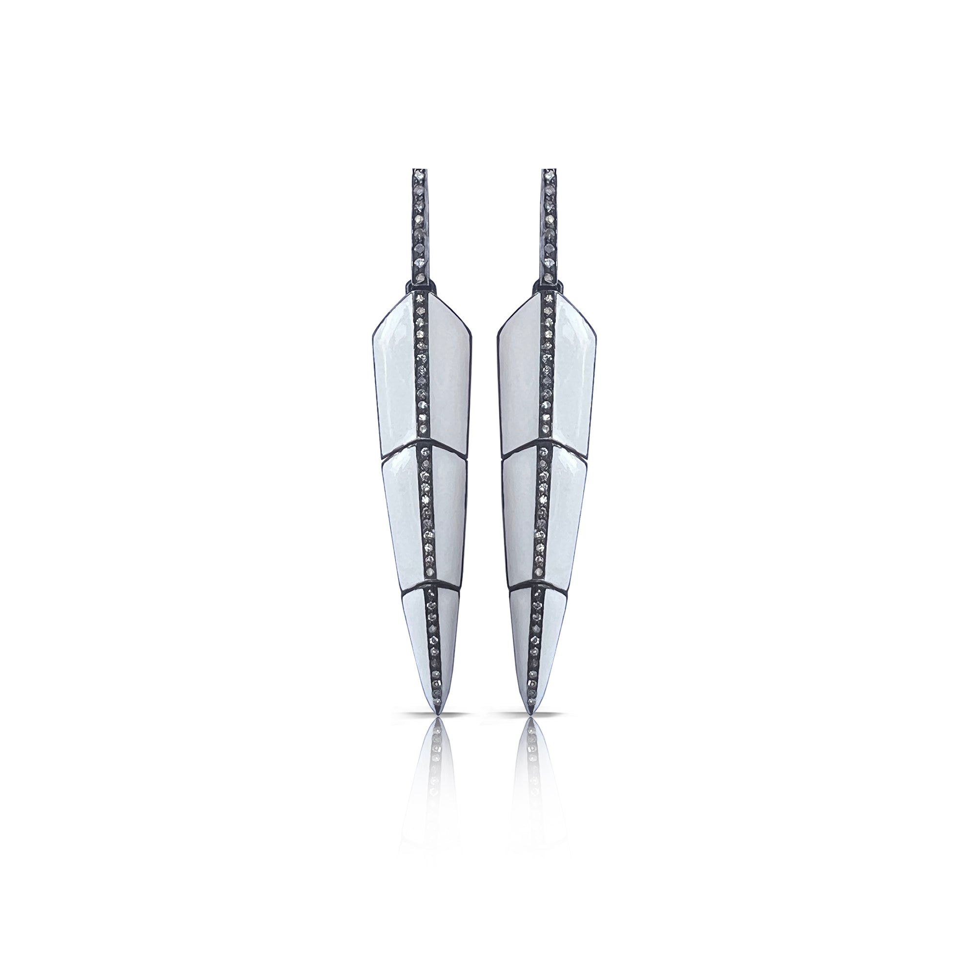 Plain White Enamel Feather Earrings