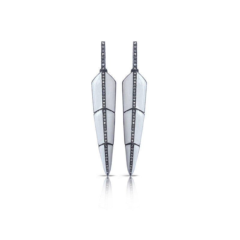 Plain White Enamel Feather Earrings