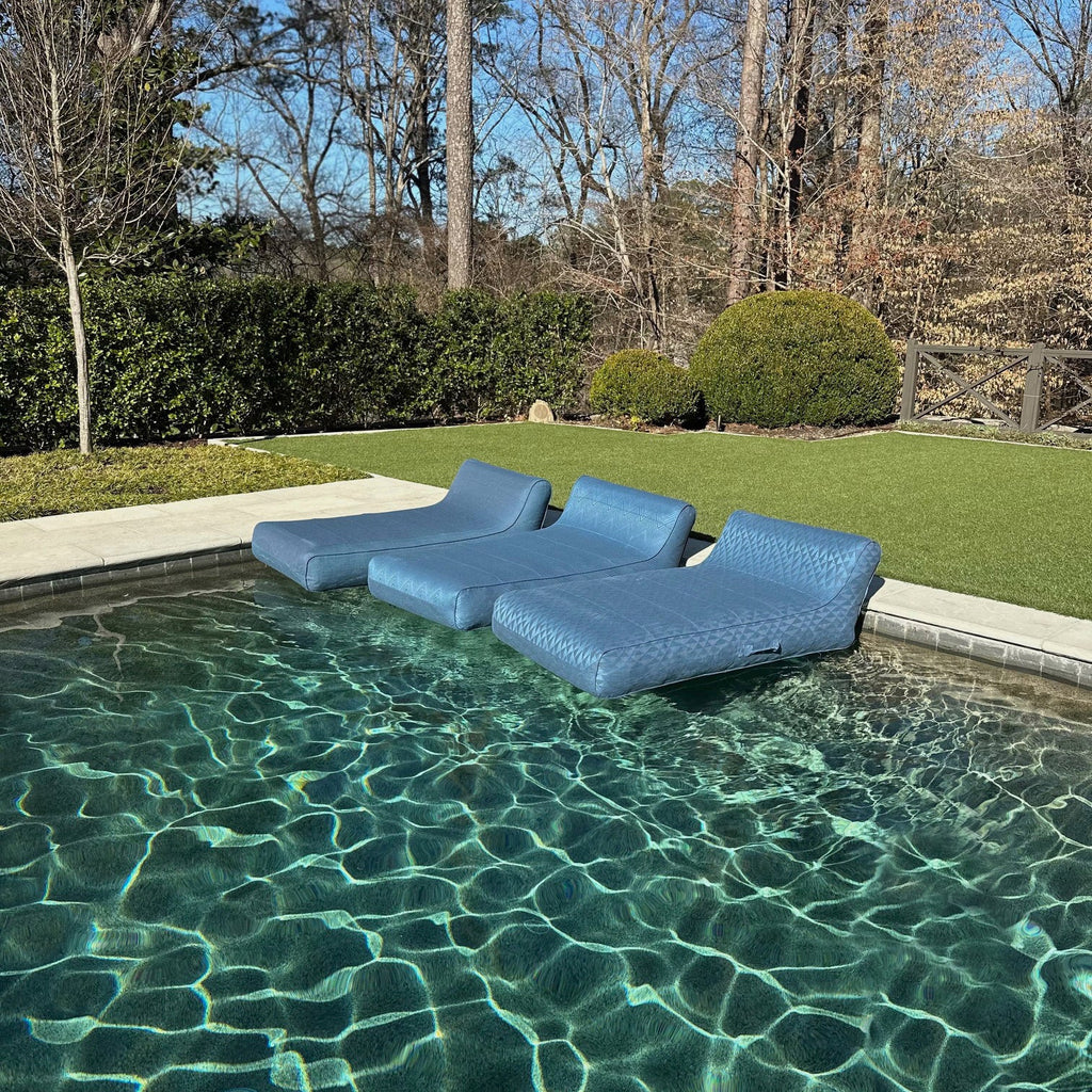 Luxe Linen-Like Inflatable Pool Lounge-Marine Abstract