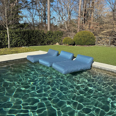 Luxe Linen-Like Inflatable Pool Lounge-Marine Abstract