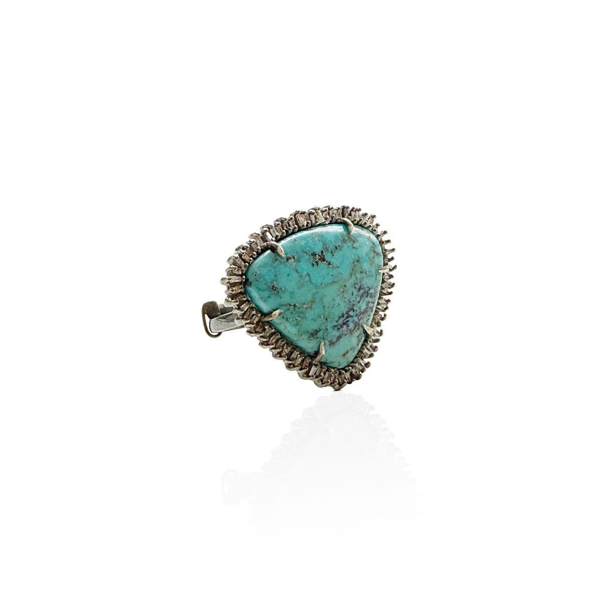 Silver Turquoise + Baguette Diamond Ring
