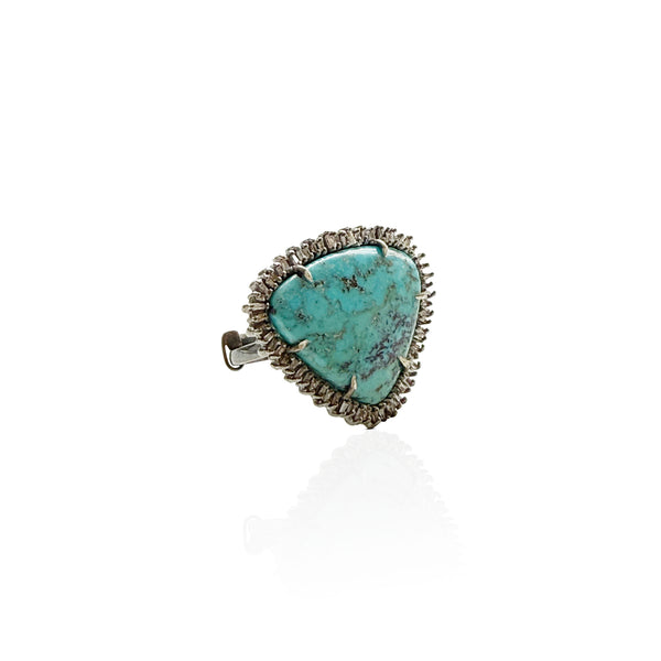 Silver Turquoise + Baguette Diamond Ring