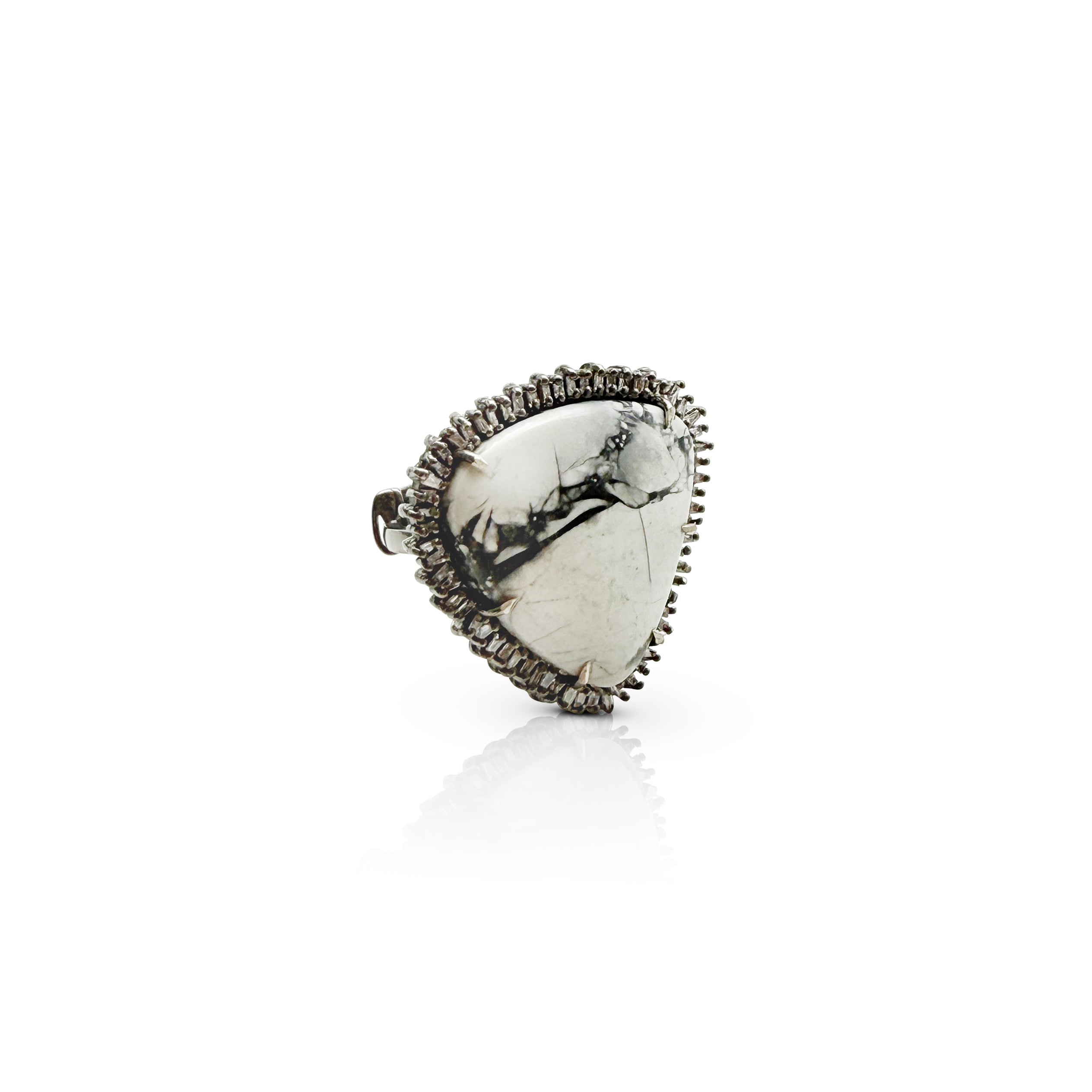 Wild Horse Jasper Baguette Diamond Ring