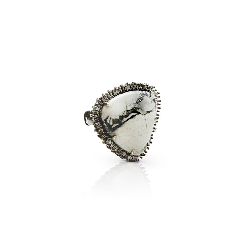 White Buffalo Baguette Diamond Ring