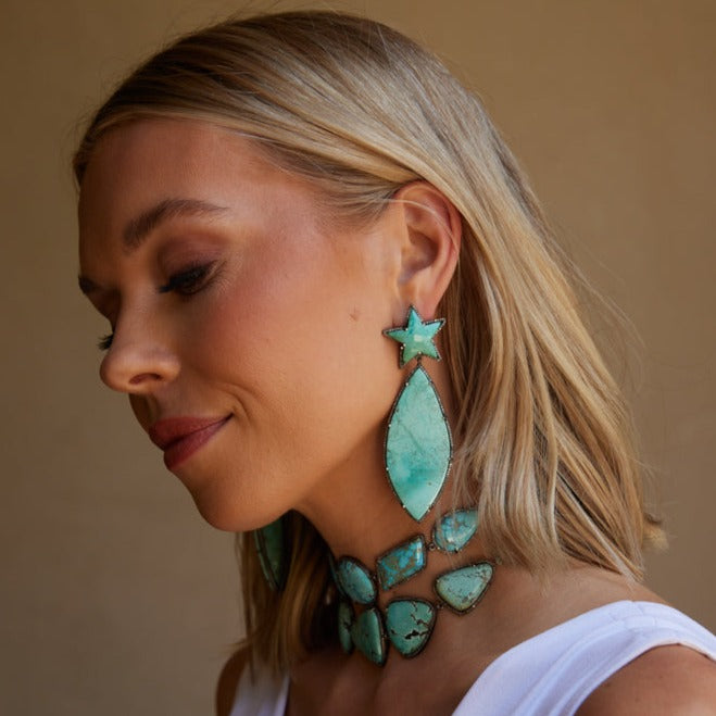 Kingman Turquoise Star Drop Earrings