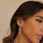Pearl Brown Enamel Feather Earrings