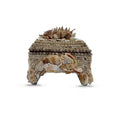 Large Brown + White Footed Shell Box
