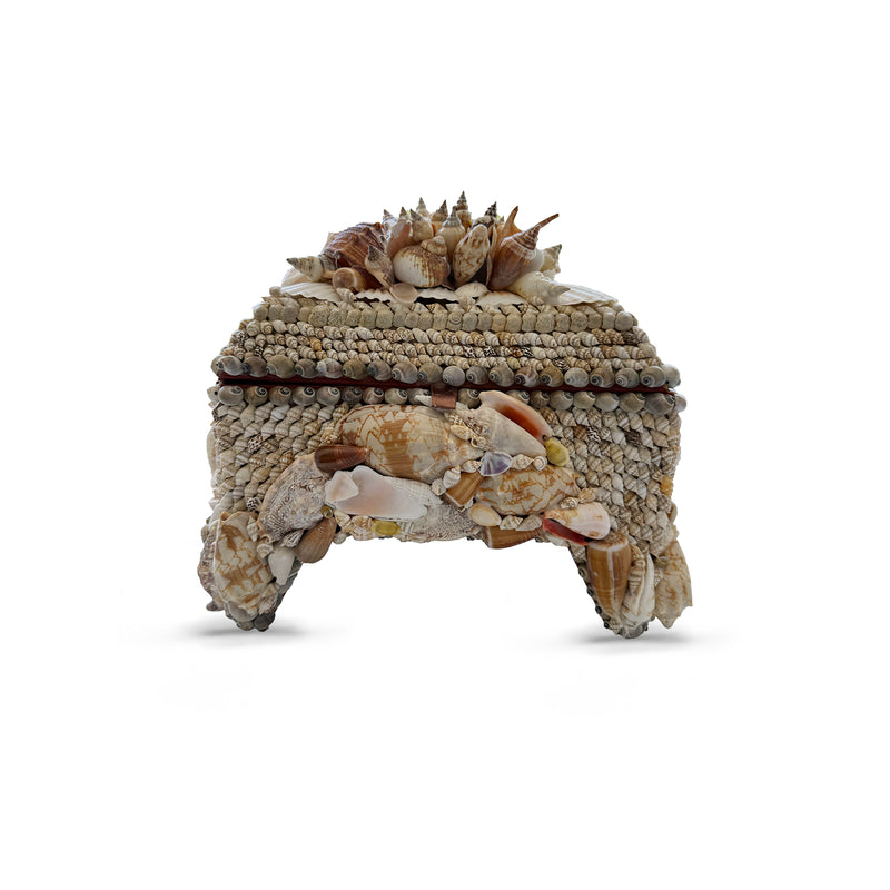 Large Brown + White Footed Shell Box