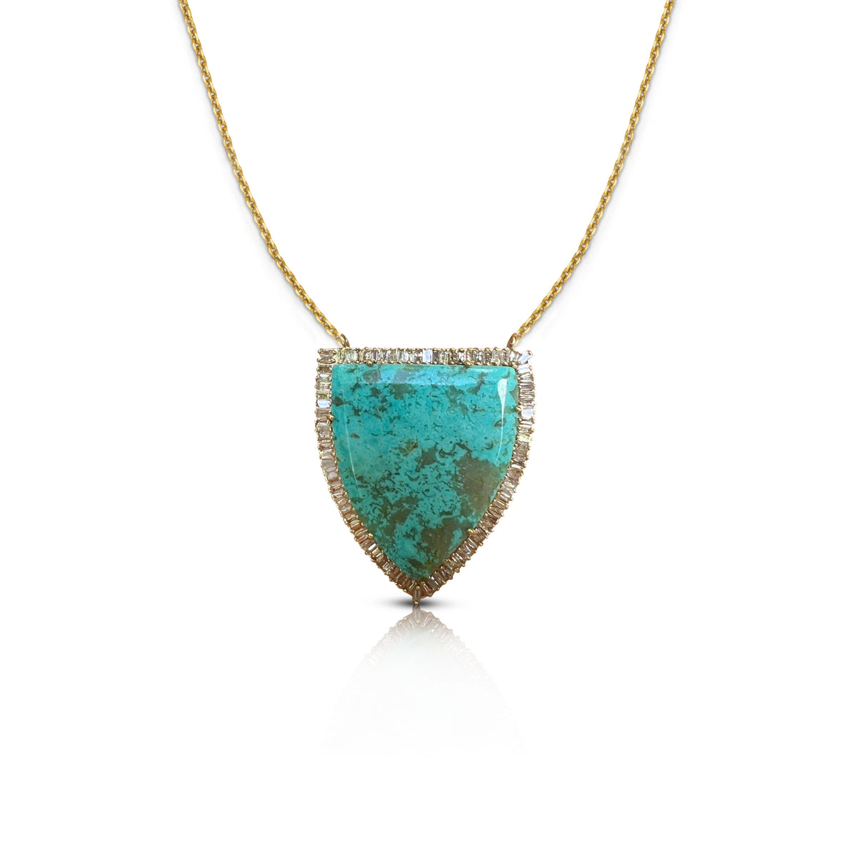 14k Turquoise Shield Necklace 1