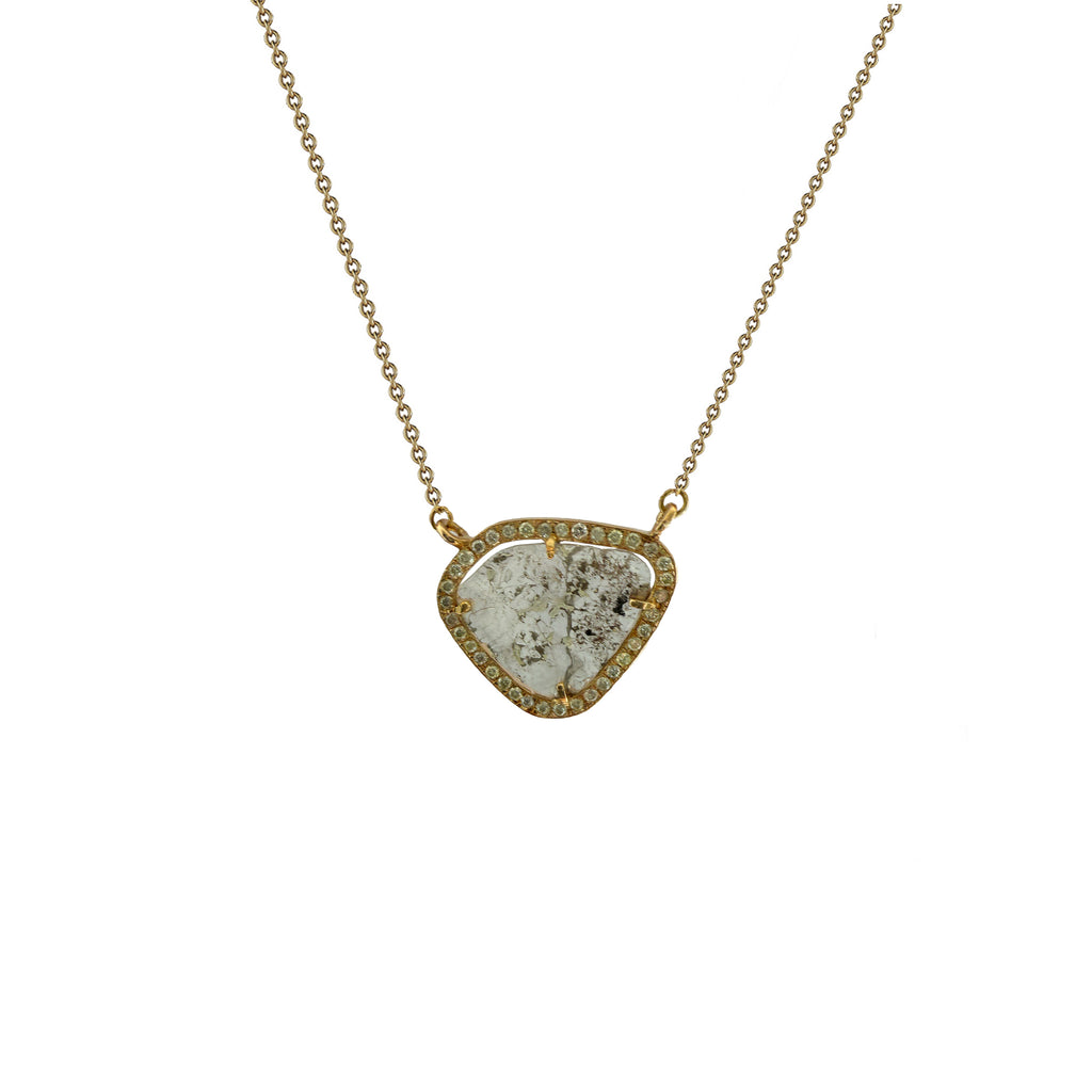 Large 14k 1 Raw Sliced Diamond Necklace