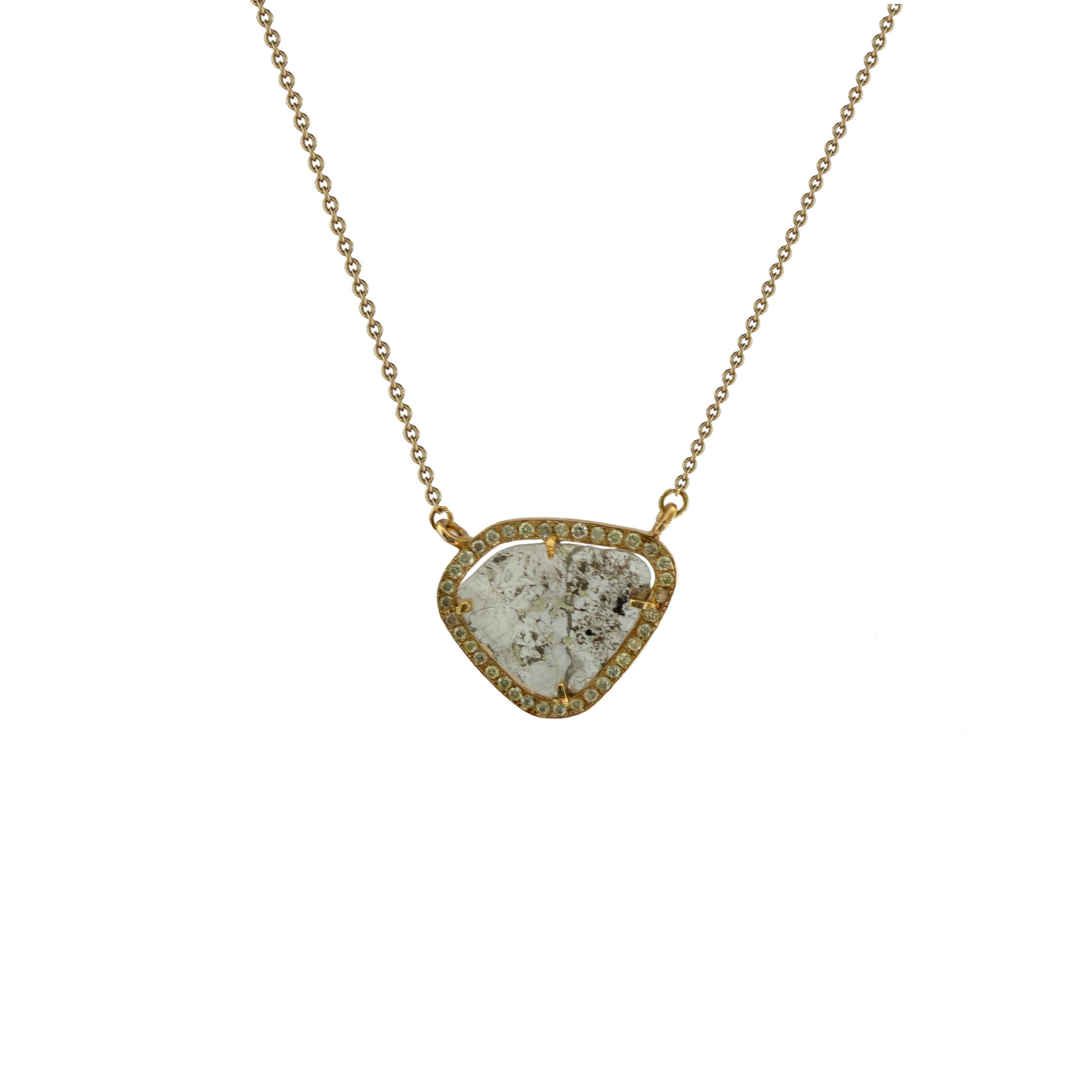 Large 14k 1 Raw Sliced Diamond Necklace