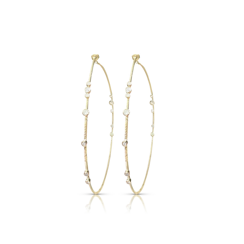 14k and Diamond Flex Large Hoops