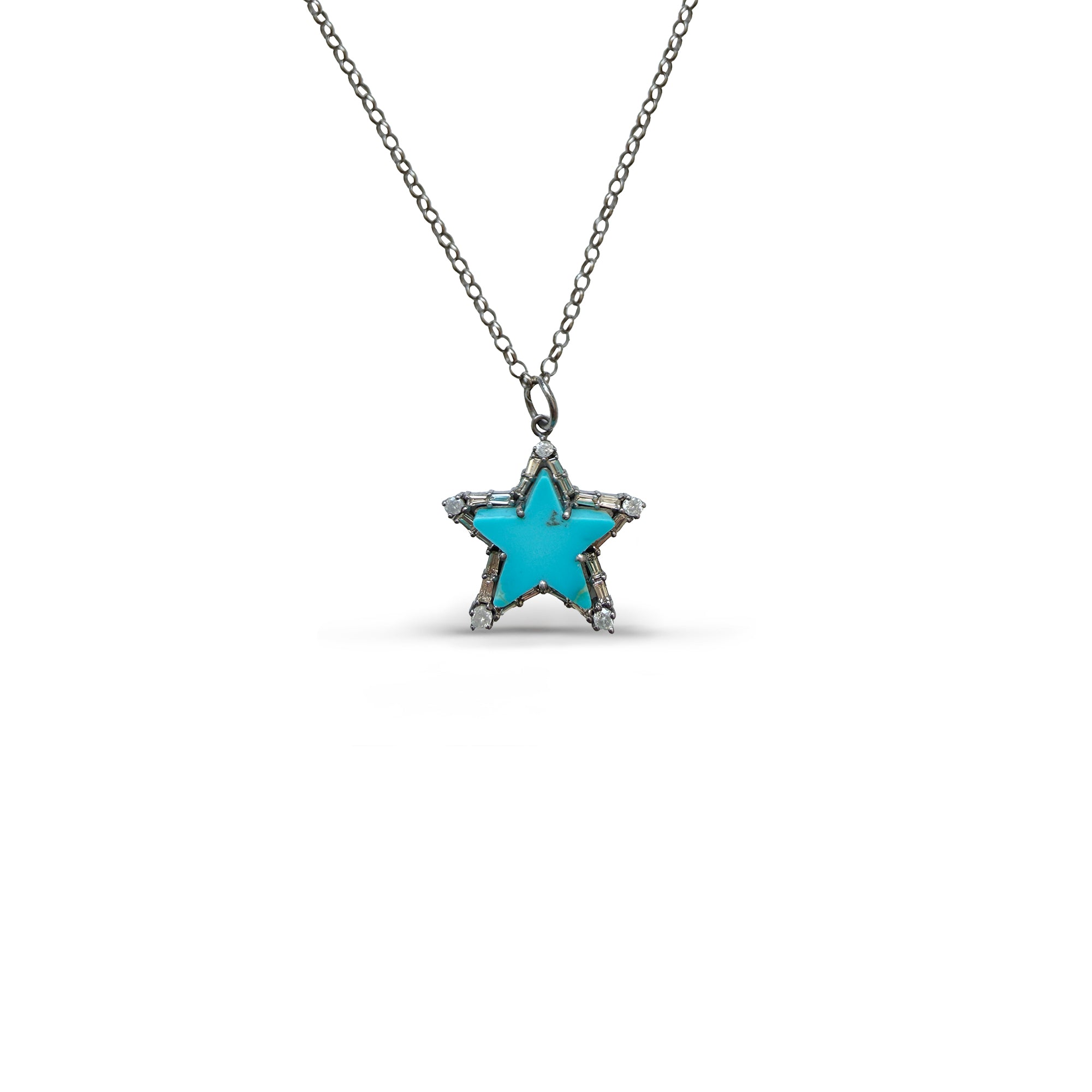 Turquoise Silver Star Necklace