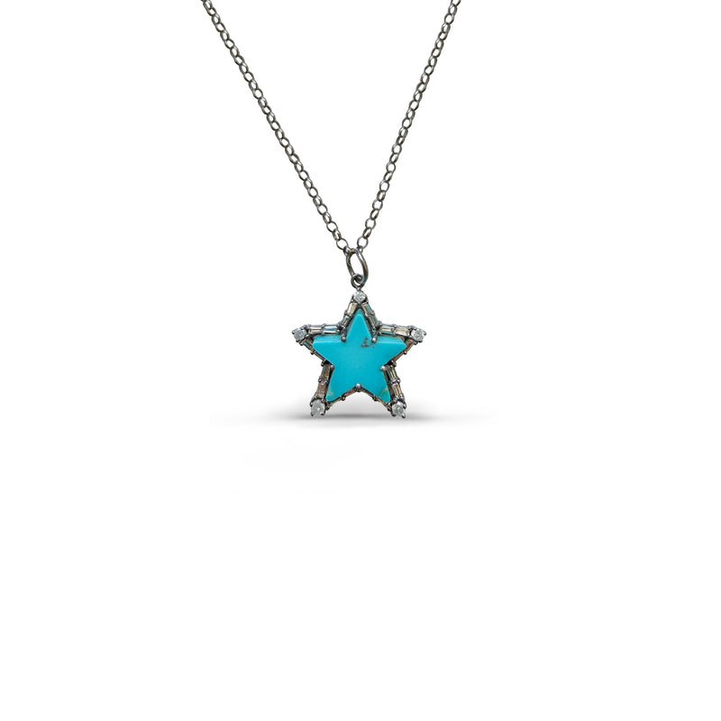 Turquoise Silver Star Necklace