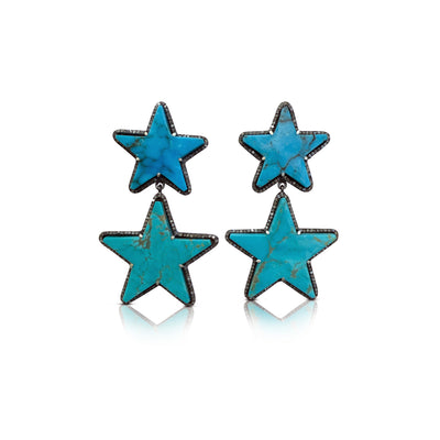 Turquoise Star Double Drop Earrings 3