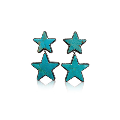 Turquoise Star Double Drop Earrings 2