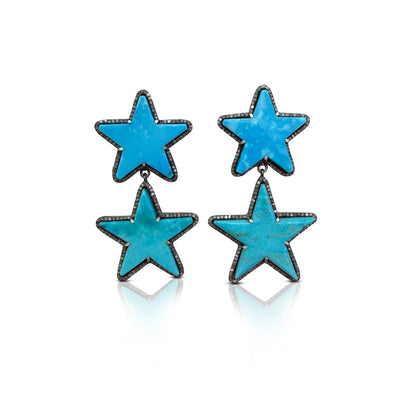 Turquoise Star Double Drop Earrings 4