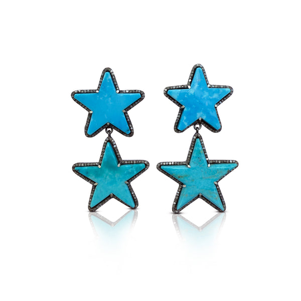 Turquoise Star Double Drop Earrings 4