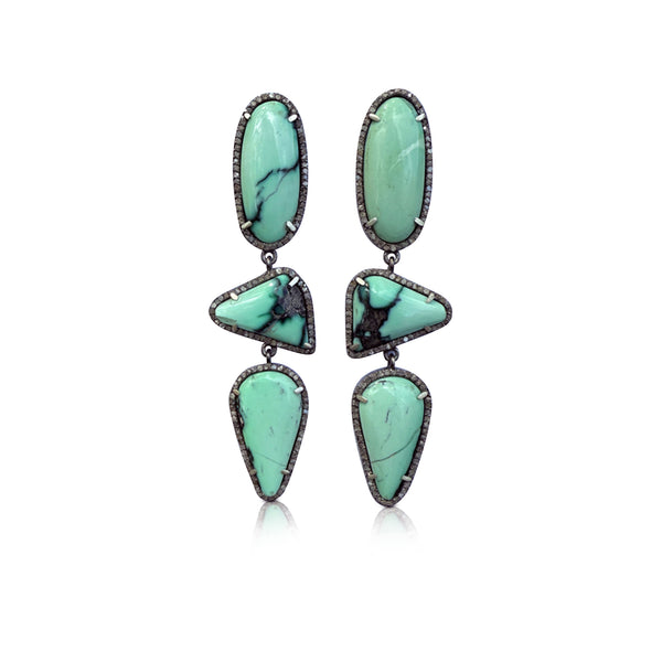 Black Bridge Variscite Triple Drop Earrings 3