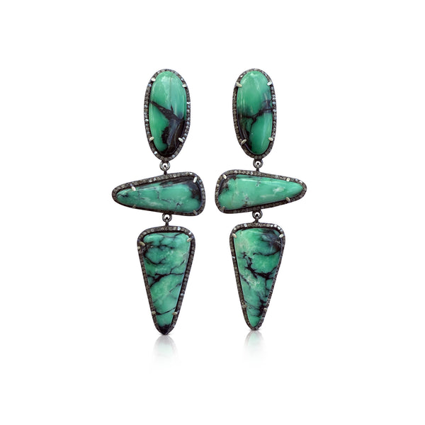 Black Bridge Variscite Triple Drop Earrings 4