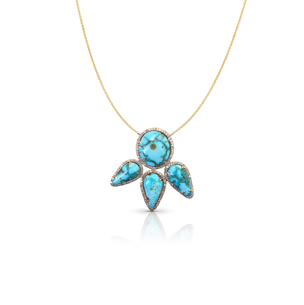 14k Turquoise Free Form Necklace