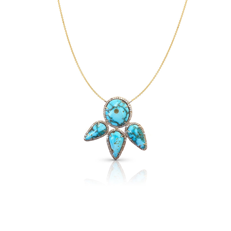 14k Turquoise Free Form Necklace