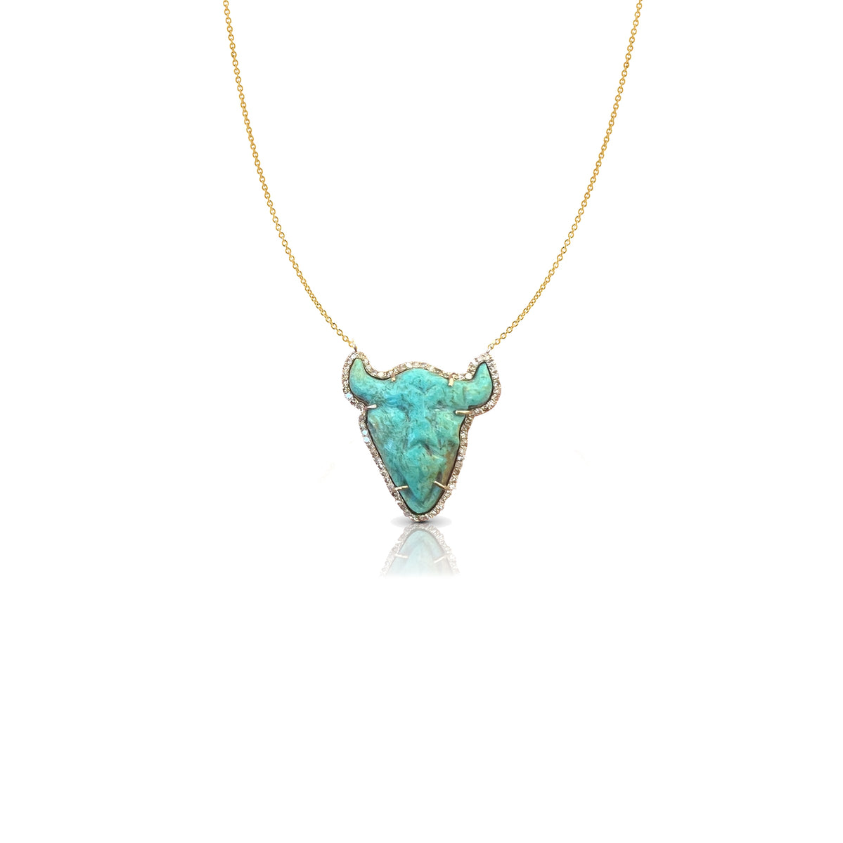 14k Turquoise Bull Necklace