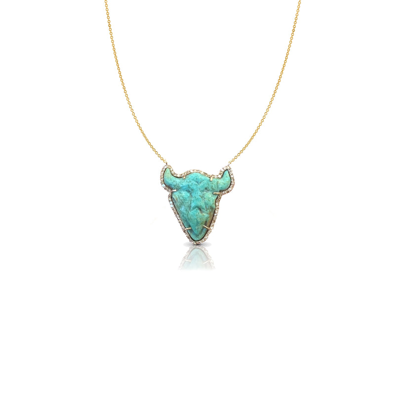 14k Turquoise Bull Necklace