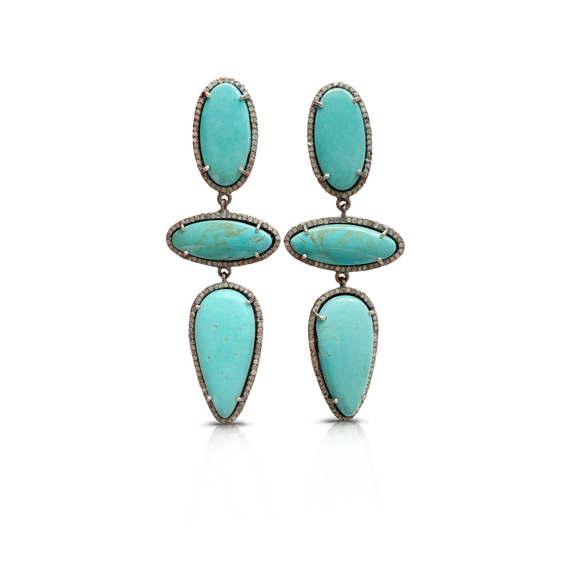 Chilean Turquoise Triple Drop Earrings
