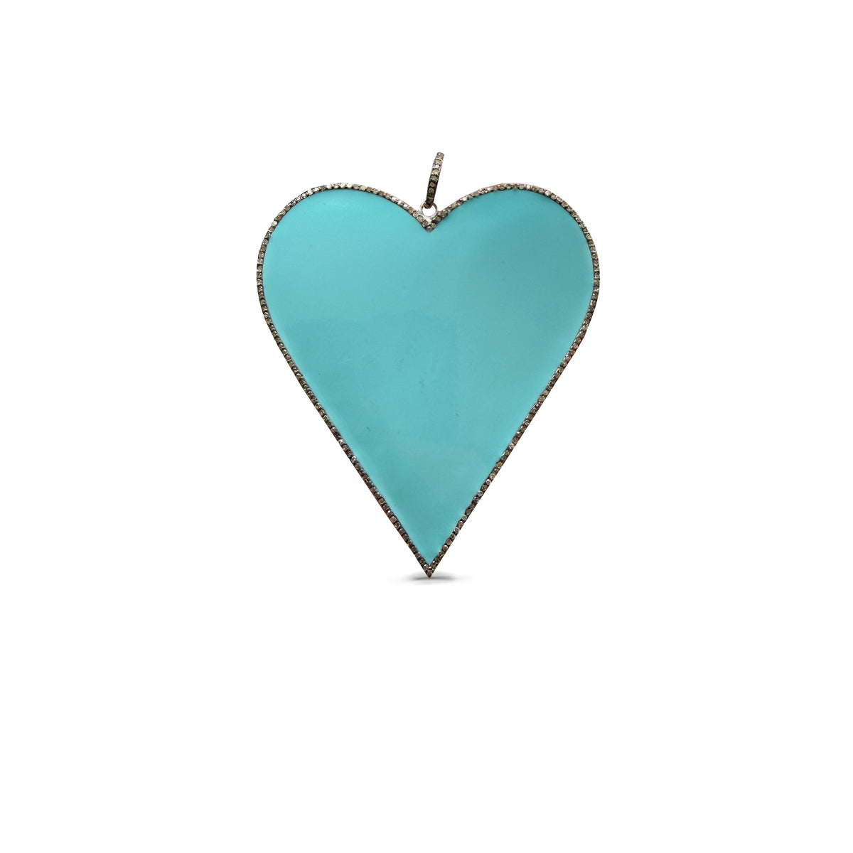 Large Turquoise Enamel Heart Pendant