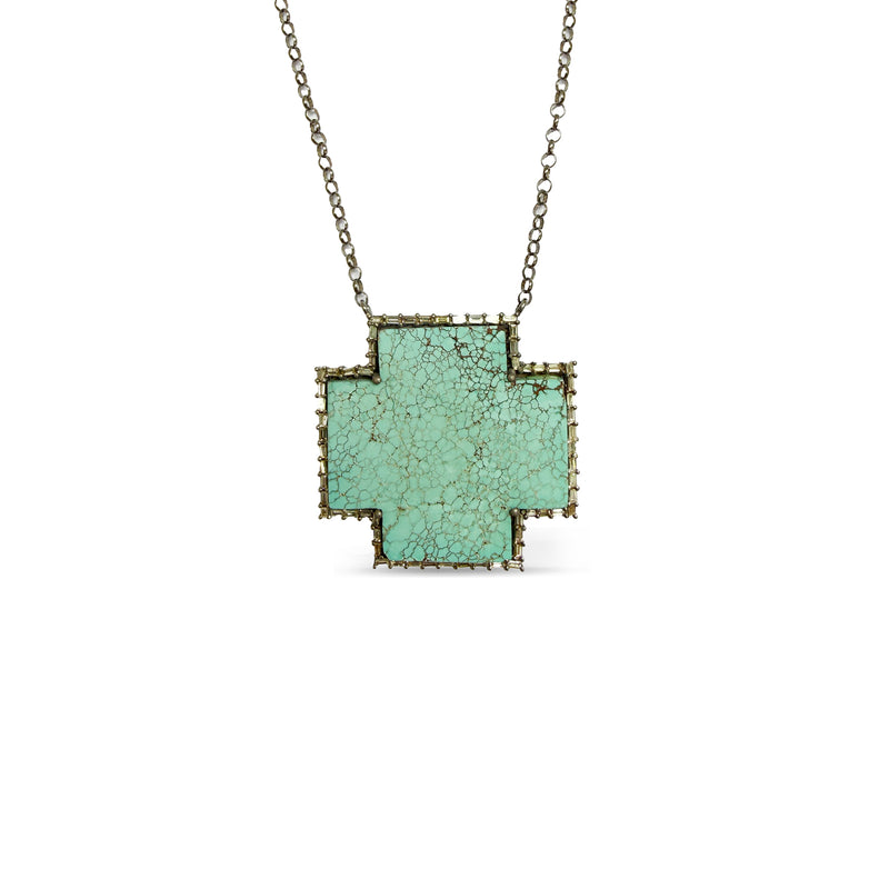 Large Turquoise Cross Necklace 2