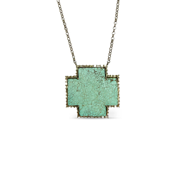 Large Turquoise Cross Necklace 2