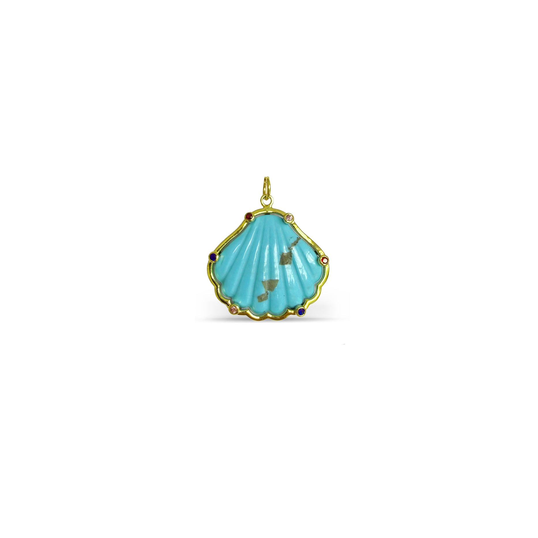 14k Turquoise Shell + Sapphire Charm