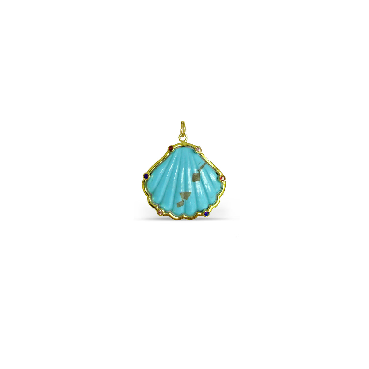 14k Turquoise Shell + Sapphire Charm