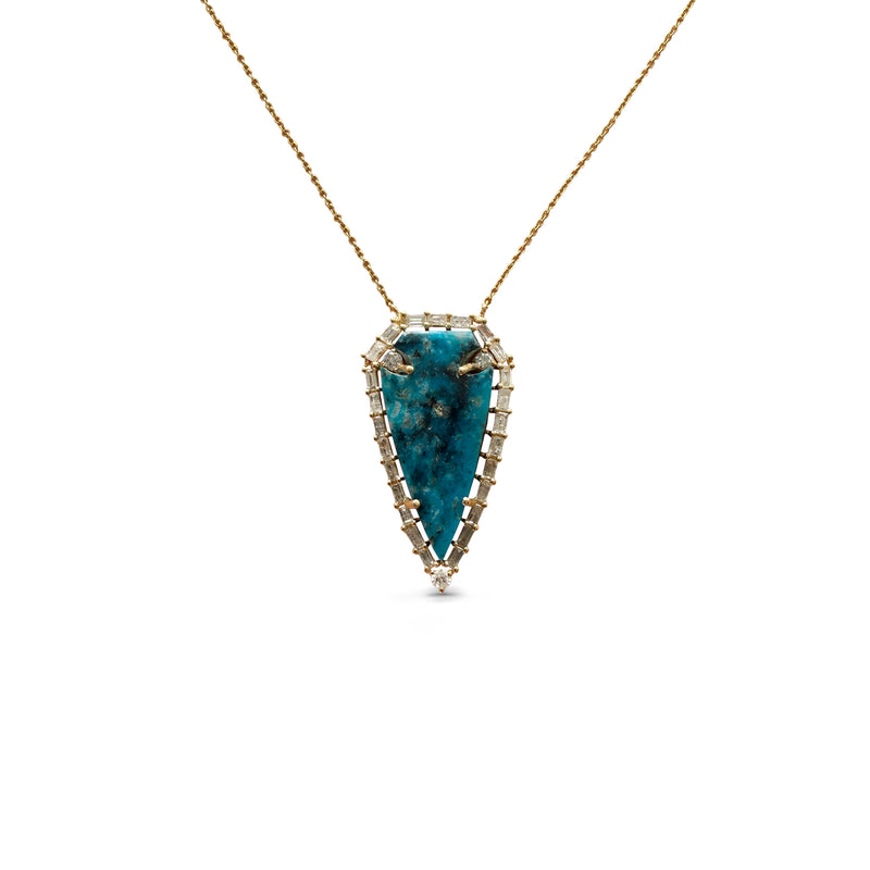 14k Turquoise Baguette Arrowhead Necklace