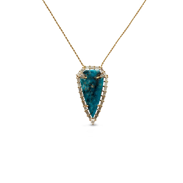 14k Turquoise Baguette Arrowhead Necklace