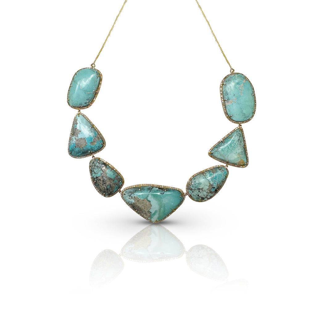 14k Whitewater Turquoise Diamond Choker